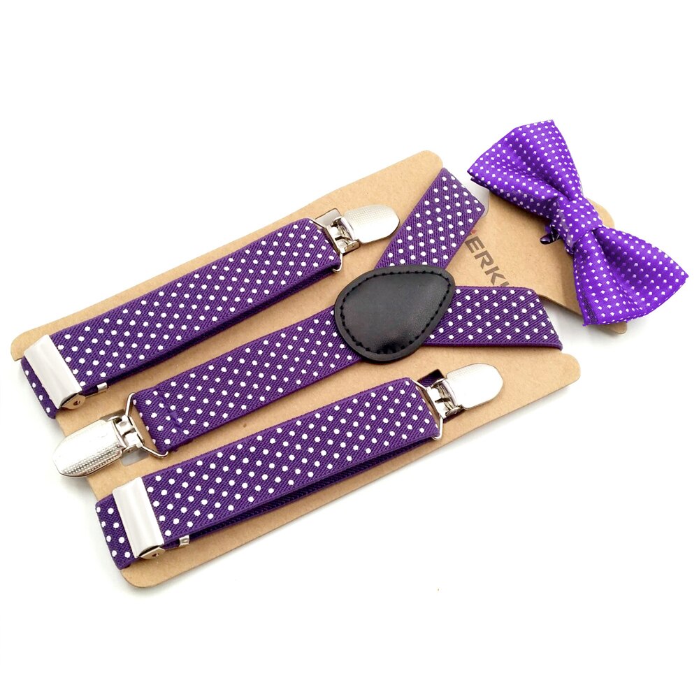 Cathery Toddler Kids Girl Boy Polka Dot Suspender Clip with Bow Tie Set Adjustable Suspender Bowtie Set: 3