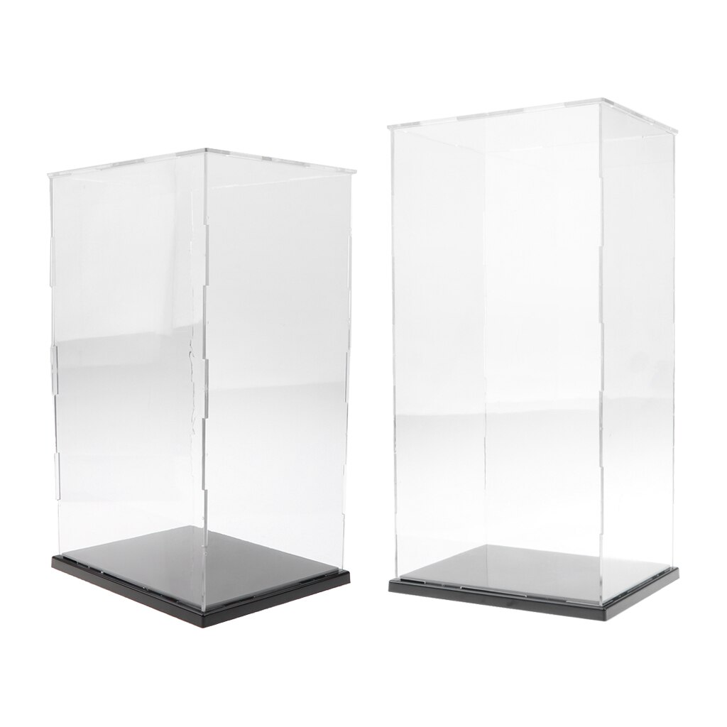 Set Van 2, Grote Clear Vitrine Met Balck Base 19X15X37Cm 19x15x31cm