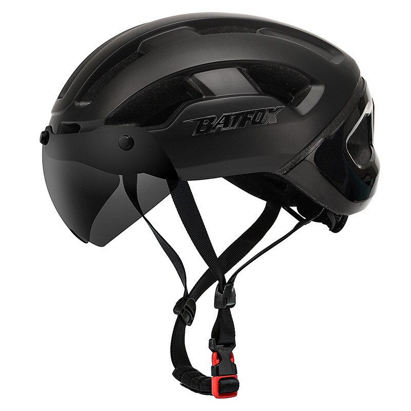 Batfox-casco de ciclismo con luz Led para hombre, protector de cabeza para bicicleta de montaña, con carga USB, moldeado integralmente, magnético, Google: 8276-Black