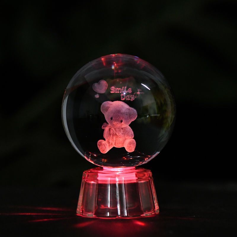 Lámpara de cristal brillante, luz nocturna de galaxia planetaria, bola de cristal, luz de mesita de noche, decoración del hogar, de Navidad: violet