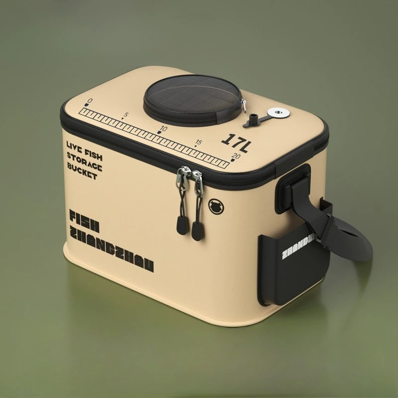 12L-27L Emmer Outdoor Visemmer Opvouwbaar Draagbaar Netto Levende Visemmer EVA Wateremmer voor Wilde Vissen Huishoudelijke Emmer