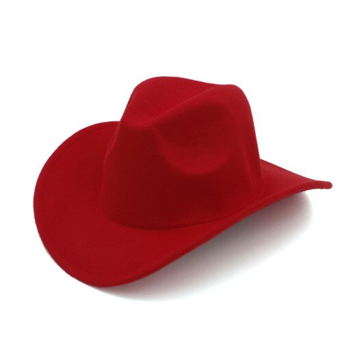 100%  uld vinter efterår børn følte western cowboy hat til pige dreng cowgirl cap jazz hat sol hat toca sombrero cap 12: Rød