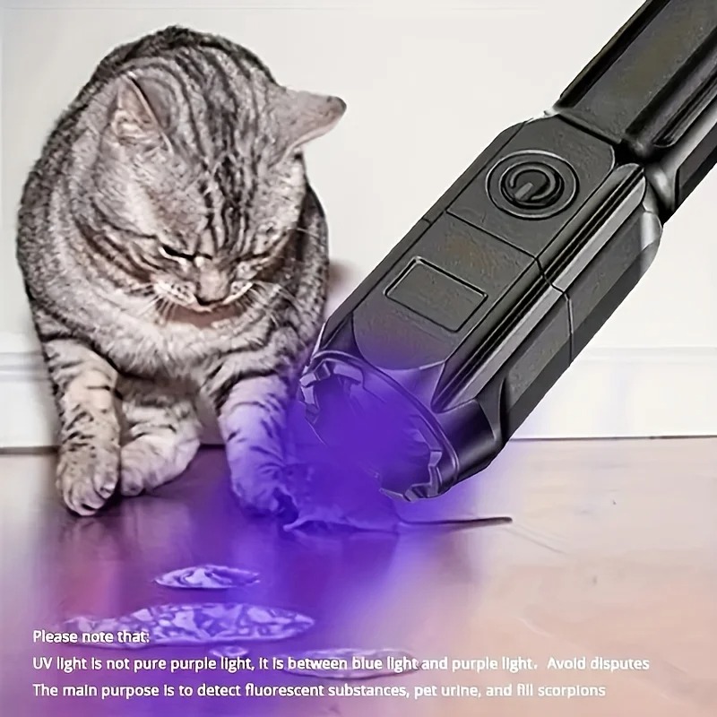 Linterna UV portátil UV 395NM linterna ABS con zoom 3 modos Camping linternas ultravioleta para detección fluorescente de pilas para mascotas