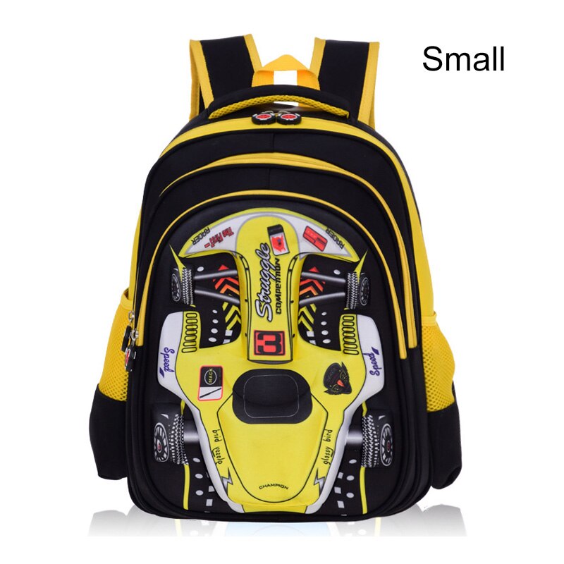 Sac à dos pour enfants sacs d'école primaire dessin animé 3D sacs d'école de voiture pour garçons filles enfants sac à dos sacs d'école Mochila Infantil: Yellow-S