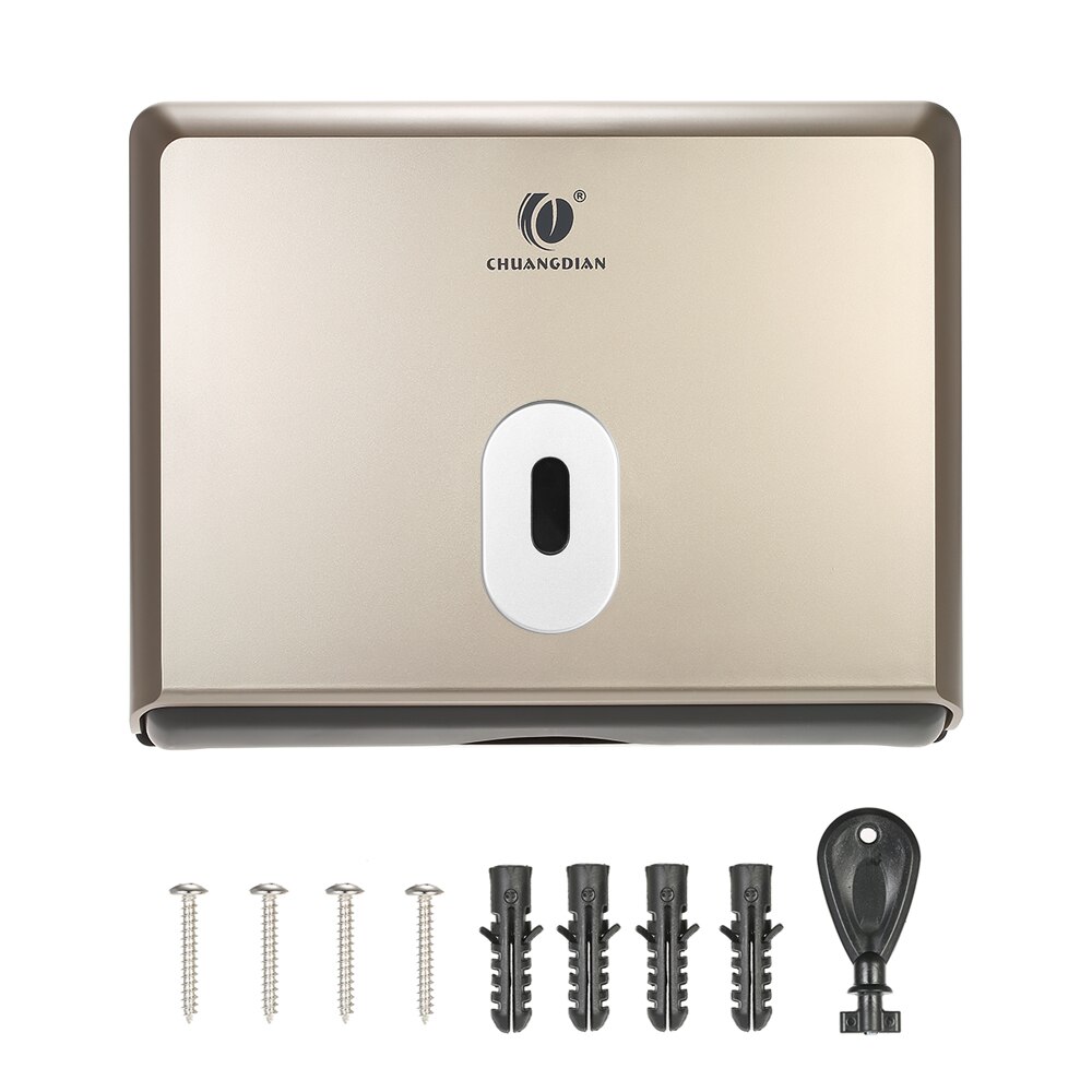 Bathroom Tissue Dispenser Wall-mounted Tissue Box Holder for Multifold Paper Towels Tissue Storage Box For Home: Champagne gold