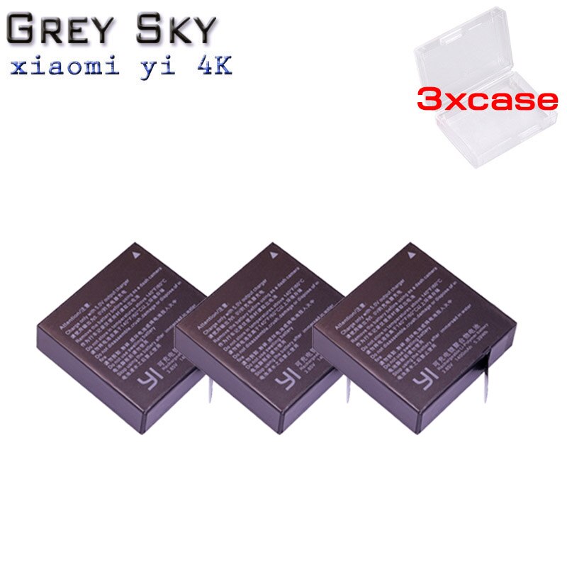 Batería de repuesto AZ16-1 para móvil, 2 uds., para Xiaomi YI 4K 4K + Yi Lite YI 360 VR Action, no para Discovery Version + cargador USB LCD: 3 battery