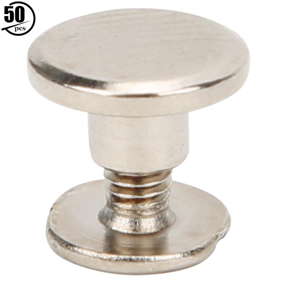 50 Sets 6.5mm Brass Stud Screw Flat Head Studs Screws Nail Rivets DIY Stud Screw Nail Rivets Leather Craft Fastener Screwback: Antique Silver