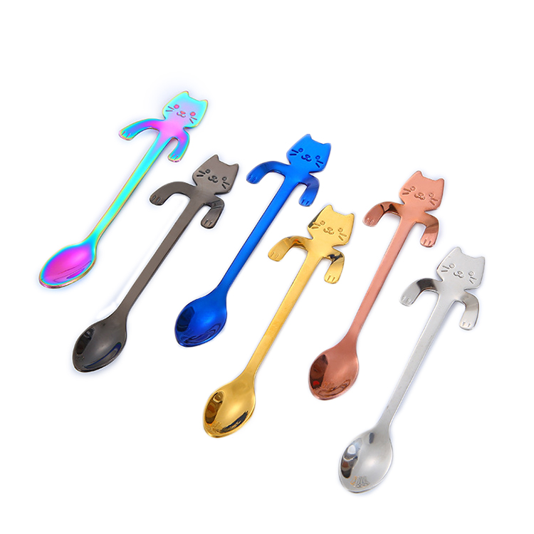 Mini Leuke Koffie Lepel 12 Cm 17 Cm 304 Roestvrij Staal Cartoon Kat Lepel Theelepel Dessert Snack Scoop Melk Lepels servies