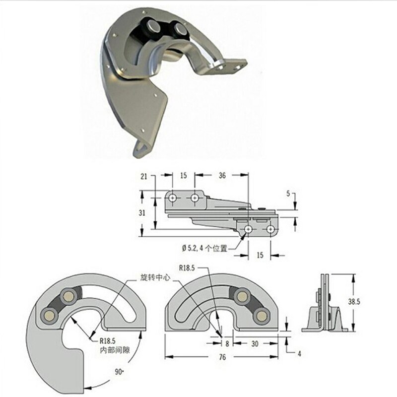 Verborgen Schuiven Scharnieren 90 Graden Limiet Scharnier, R6 Carbon Staal, Industriële Apparatuur Kastdeur Scharnier