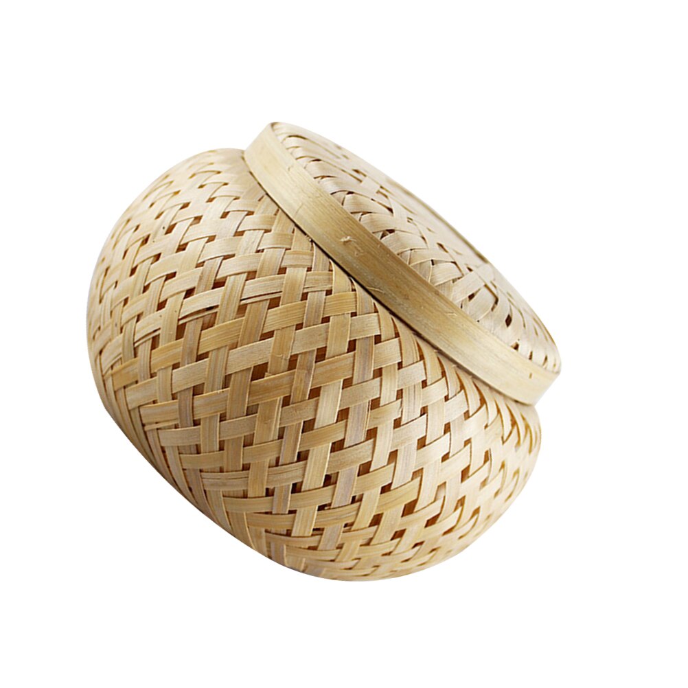 1PC Tea Basket Loose Tea Storage Jar Bamboo Woven Tea Basket Round Bamboo Woven Tea Basket Mini Tea Leaves Container for