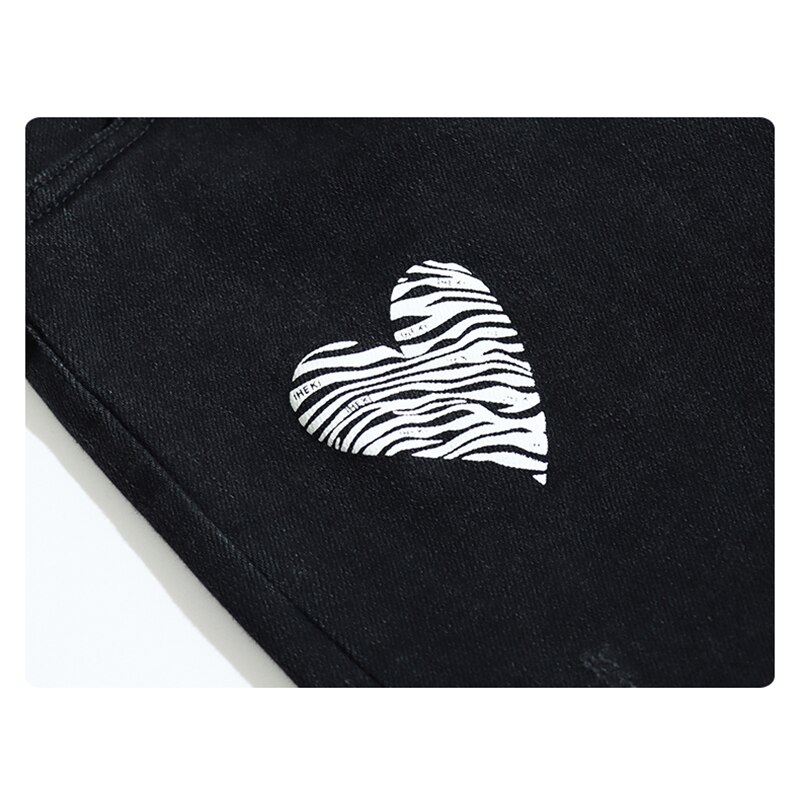 Pantalones vaqueros negros para niños y niñas adolescentes, pantalones bombachos informales de a la con estampado, talla nueva 2022, primavera y otoño, 10/12