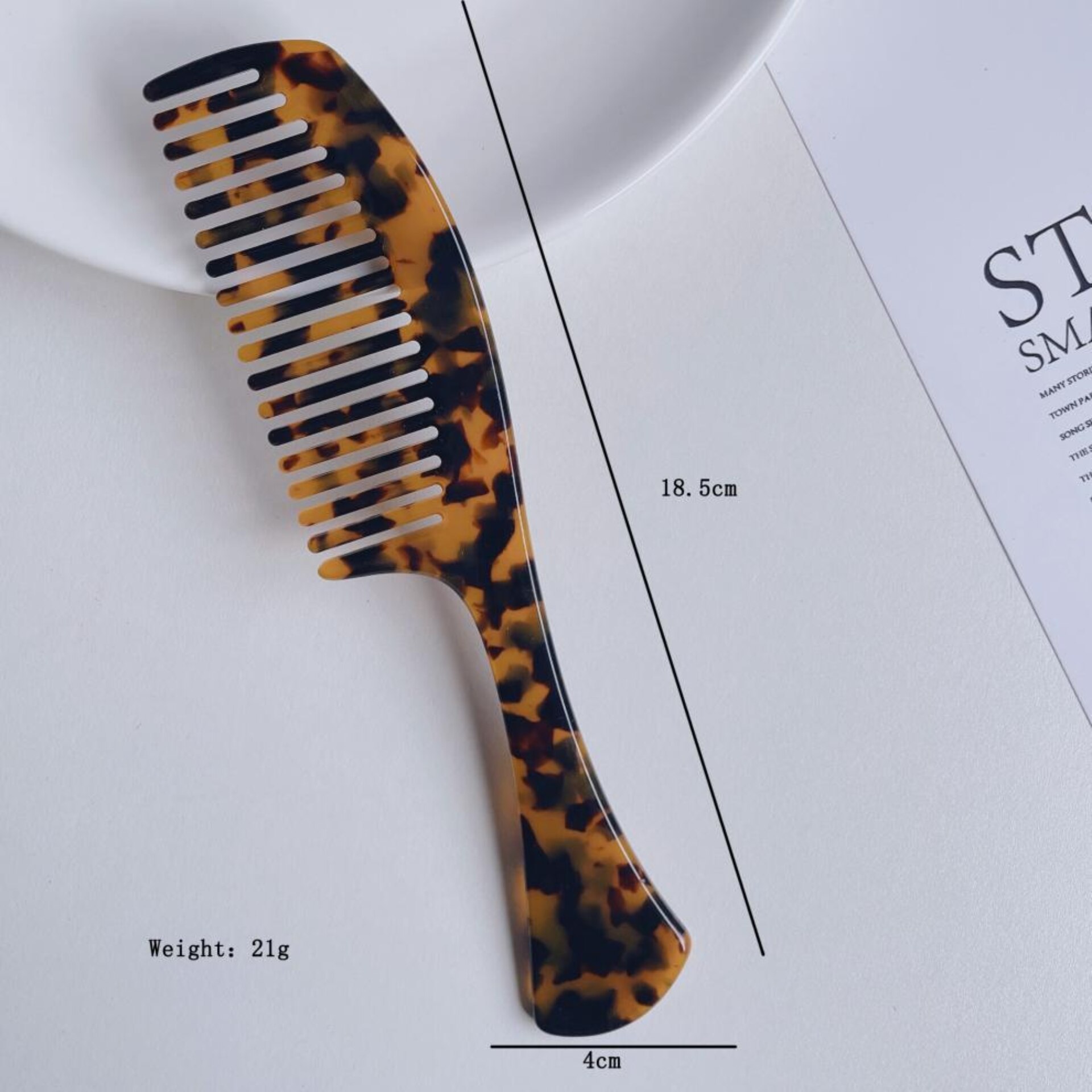 Peigne en acétate à double usage pour cheveux, accessoire de coiffure domestique rétro marbré, peigne antistatique à dents fermées