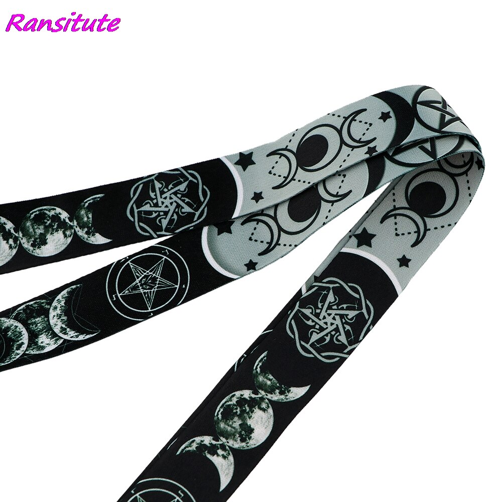 Ransitute R1795 Mond Symbol Keychain Stichworte Band Hals Lanyards Für Schlüssel Ich würde Karte bestehen Fitnessstudio Telefon USB Abzeichen Halfter DIY hängen Seil