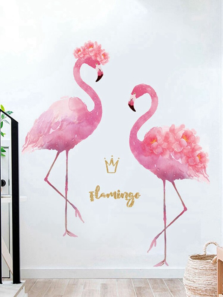 Roze Flamingo Muurstickers Diy Vogels Dieren Muurstickers Voor Kinderen Kamers Baby Slaapkamer Nursery Woondecoratie