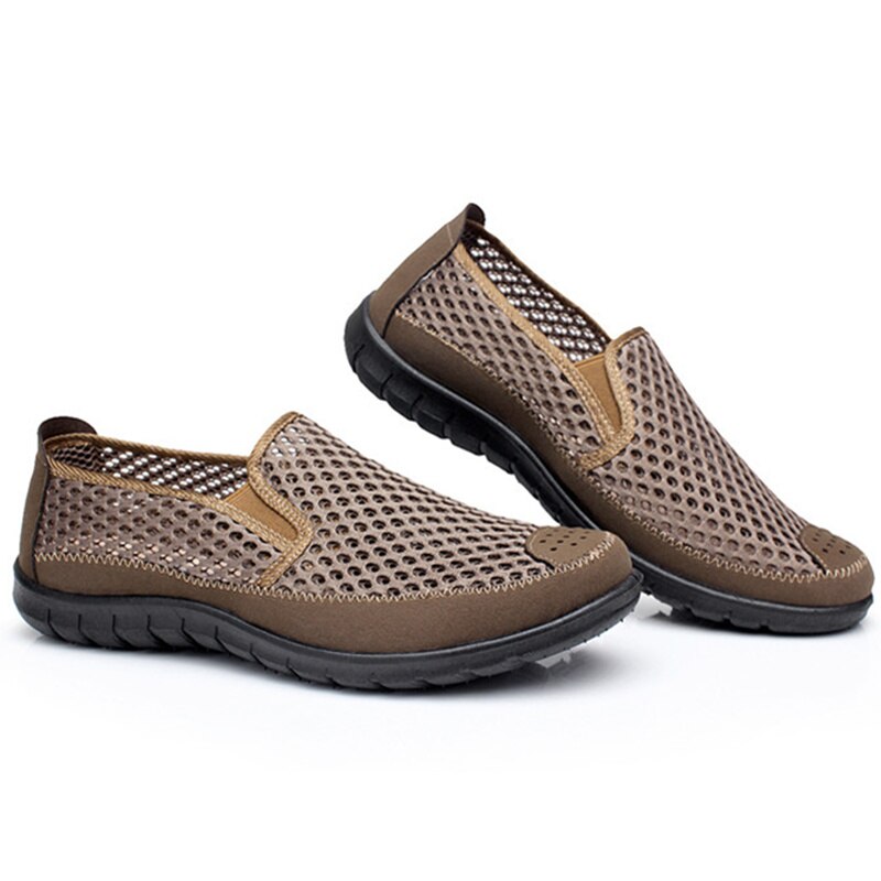 Zapatos casuales de malla de verano para hombre, mocasines de malla transpirables, suela suave, zapatillas de deporte de malla para hombre de talla media y alta