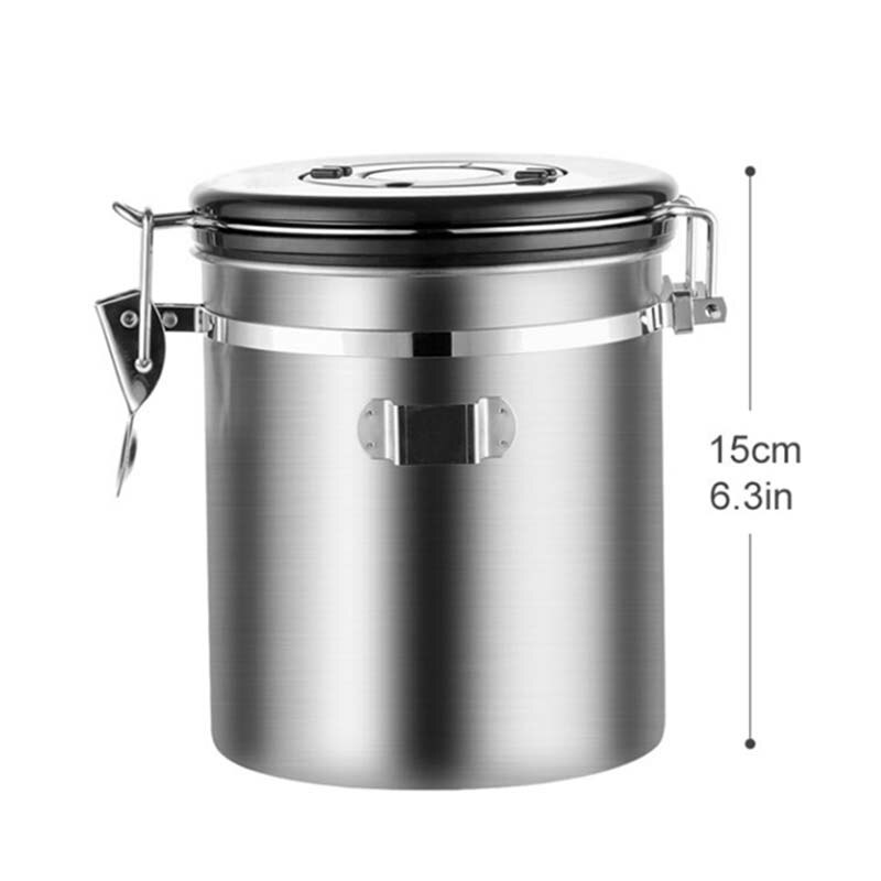 Stainless Steel Airtight Coffee Container Storage Canister Set Coffee Jar Canister with Scoop for Coffee Beans Tea 1.5L