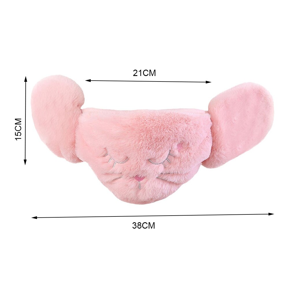 2 en 1 fourrure cache-oreilles masque hiver bouche chaude masque avec oreilles plus dessin animé mignon pour cyclisme en plein air équitation
