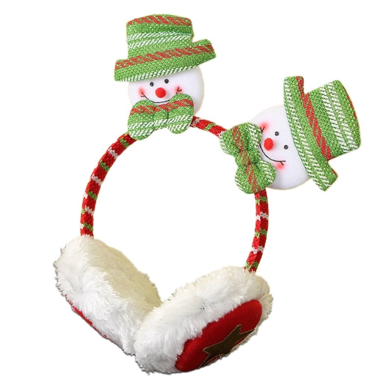 Winter Faux Fur Santa Earmuffs Christmas Earmuffs Cute Knit Fuzzy Ear Muffs for Women Girls Ear Warmers For Kids: Green