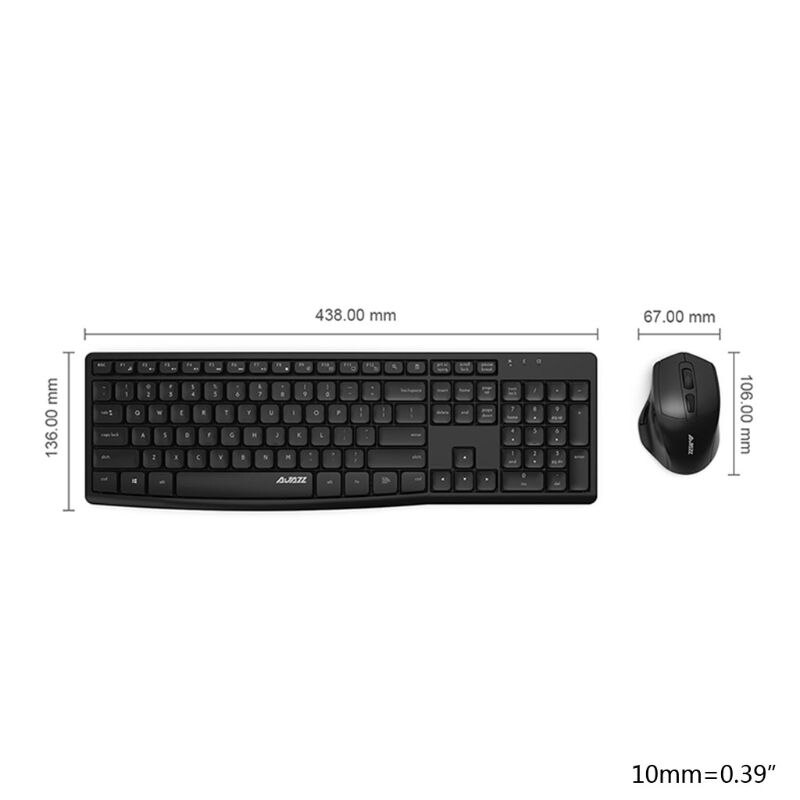 Ensemble clavier et souris sans fil ajazz  a2030w , étanche, silencieux et antibruit 10m ghz 2.4 pour ordinateur de bureau, ordinateur portable, android, ios, windows