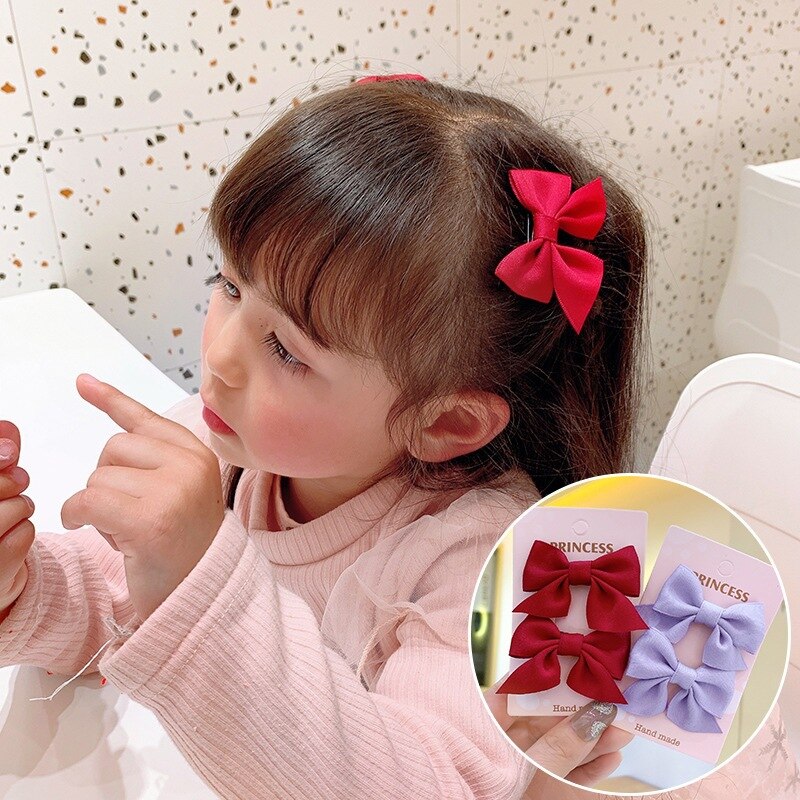 1 Pair Children Bow Hairpins Female Headwear Cute Princess Hairpin Girls Broken Hair Bangs Clip Hair Accessories Barrettes Gift