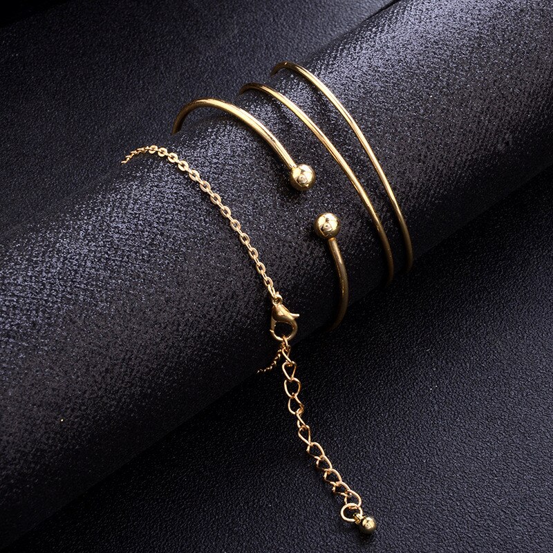 Modyle 4 stks/set Mode Brief Liefde Arrow Driehoek Knoop Cactus Chain Gold Bangle Set Lady Exquisite Verstelbare Sieraden Verjaardag