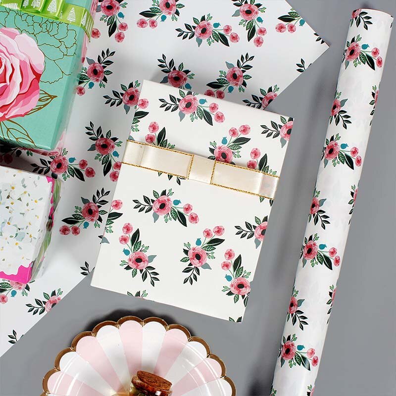 Blomster jul bryllup dekorasjon papir 50 * 70cm rose peon delikat blomsterdekorasjon innpakningspapir