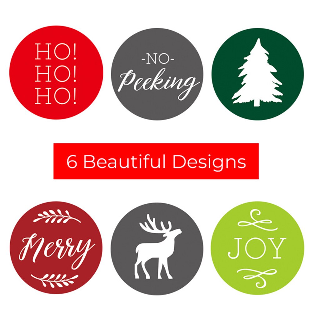 500Pcs/Roll 2.5cm Patterned Christmas Stickers Round Envelope Cards For Envelope Cards Package Scrapbooking Decor