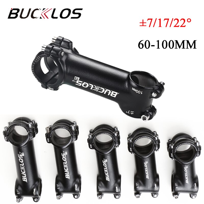 BUCKLOS Ultralight Bike stem 7 17 22 Degree 31.8mm handlebar Stem 60/70/80/90/100mm Aluminum Alloy Road bike stem MTB Power Part