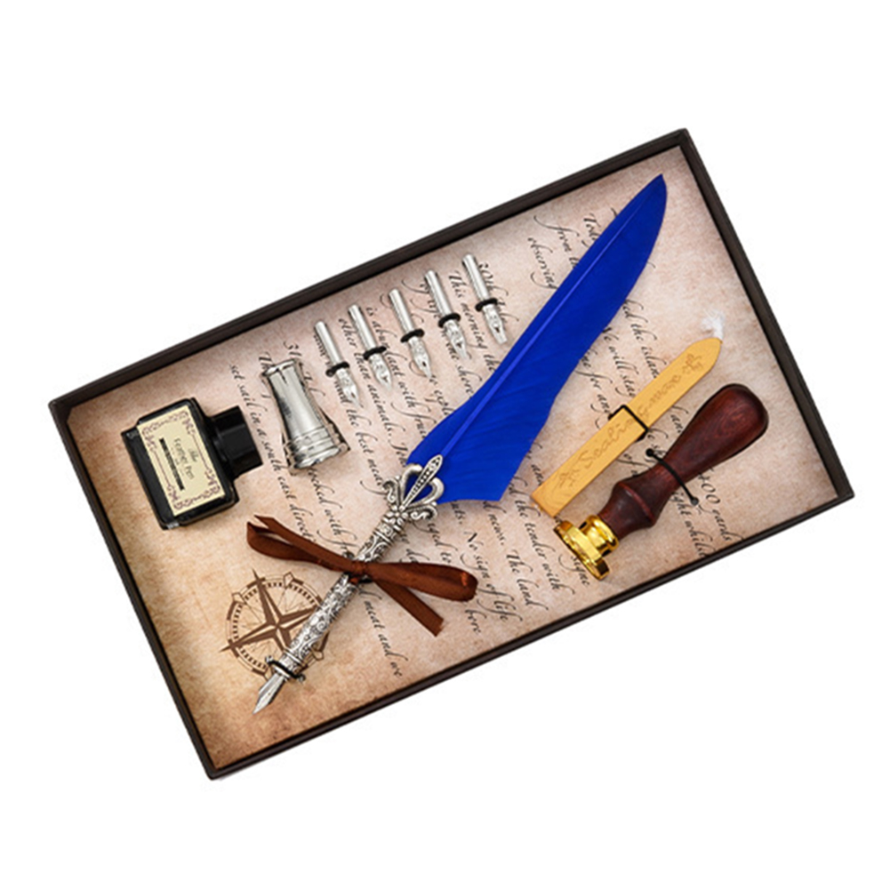 Kalligrafie Veer Dip Pen Schrijven Inkt Set Briefpapier Box Met 5 Nib Bruiloft Quill Pen Desi Fontein Bruiloft Pennen: 11