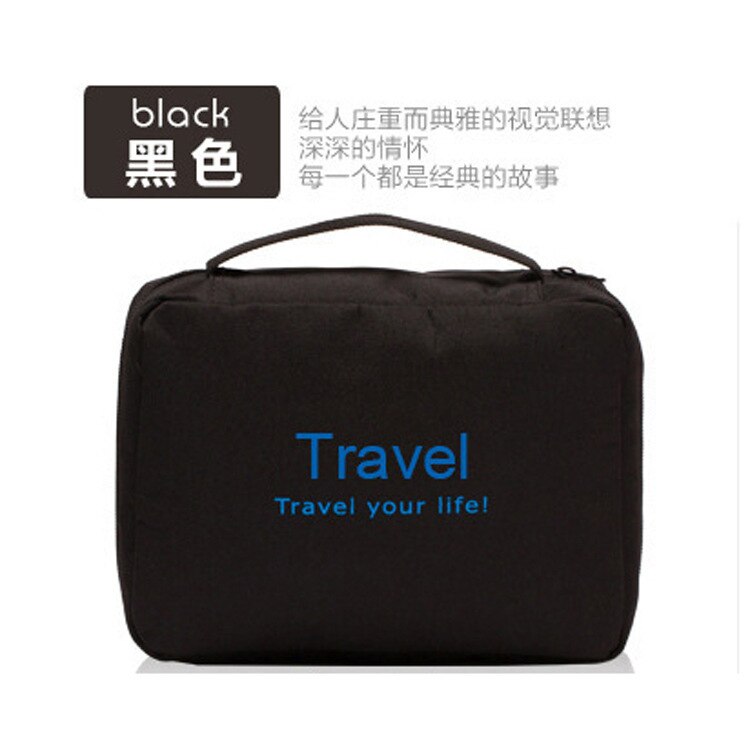 Reistas waterdicht draagbaar heren toilettas dames cosmetische organizer etui hangende toilettassen multifunctioneel: Zwart