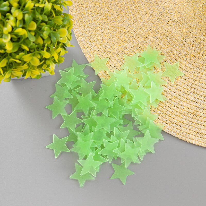 100 stk lysende stjerner pvc farverige wallstickers fluorescerende klistermærker baby børn diy stick leg sjov glød i mørke boligindretning
