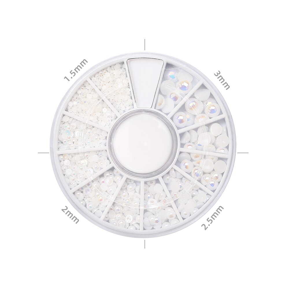 HNUIX-Cuentas 3d de diamantes de imitación para decoración de uñas, adornos para manicura de salón de belleza, color blanco, mezcla de tamaños: 09