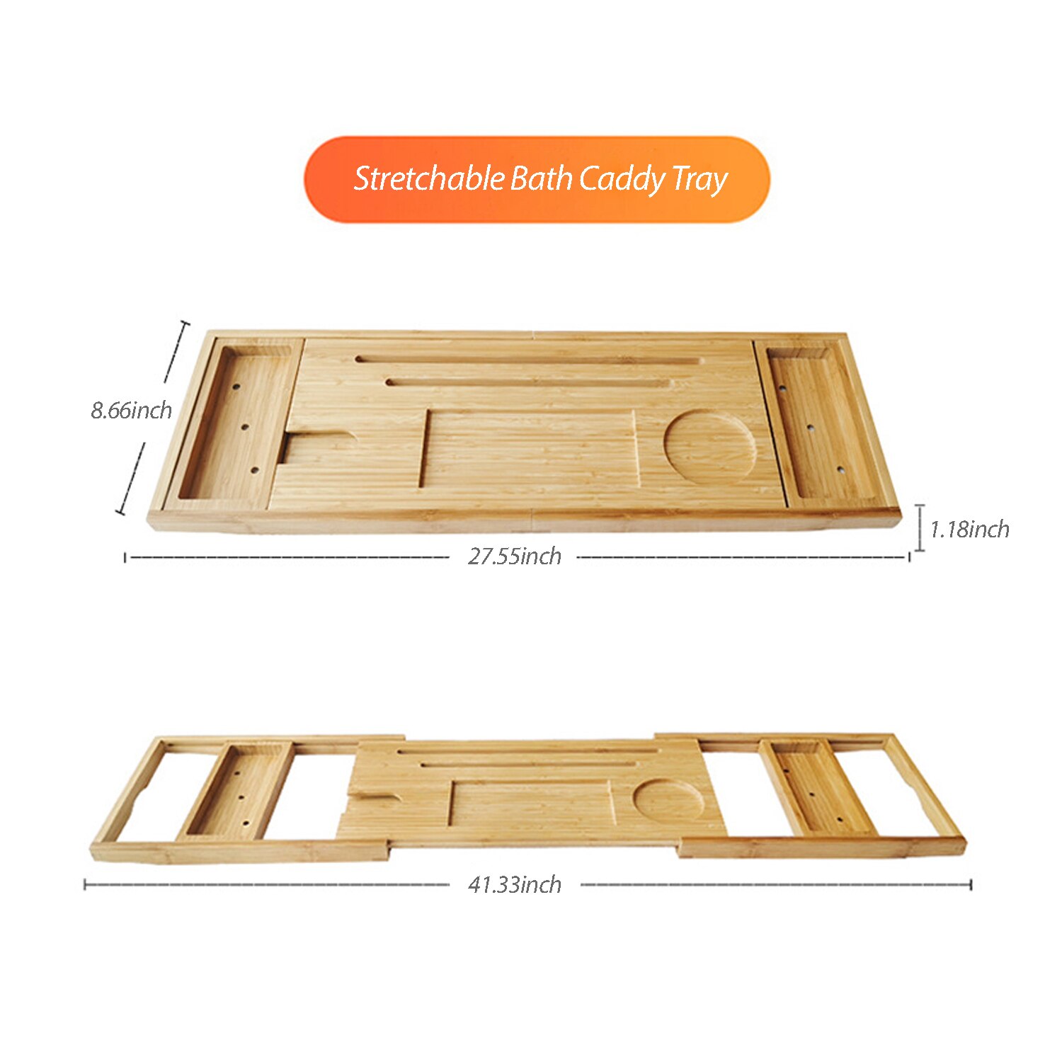 Bad Caddy Lade Bamboe Spa Bad Caddy Organisator Tabletten Houder Boek Winesreading Rack Antislip Bodem Uitschuifbare Zijkanten: Type 2 New