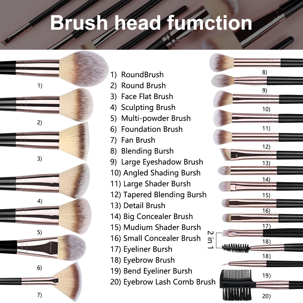 Juego de brochas de maquillaje para mujer, 3-20 piezas, base, sombra de ojos, colorete, resaltador, corrector, herramienta de belleza femenina, esponjas de belleza, esponjas para pulgar