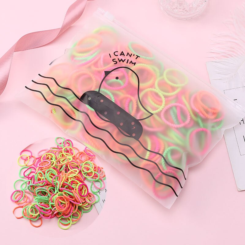 50 teile/satz Tasche Verpackung Mädchen Nette Bunte Grundlegende Elastische Haar Bands Pferdeschwanz Halfter Gummiband Stirnband Haar Zubehör