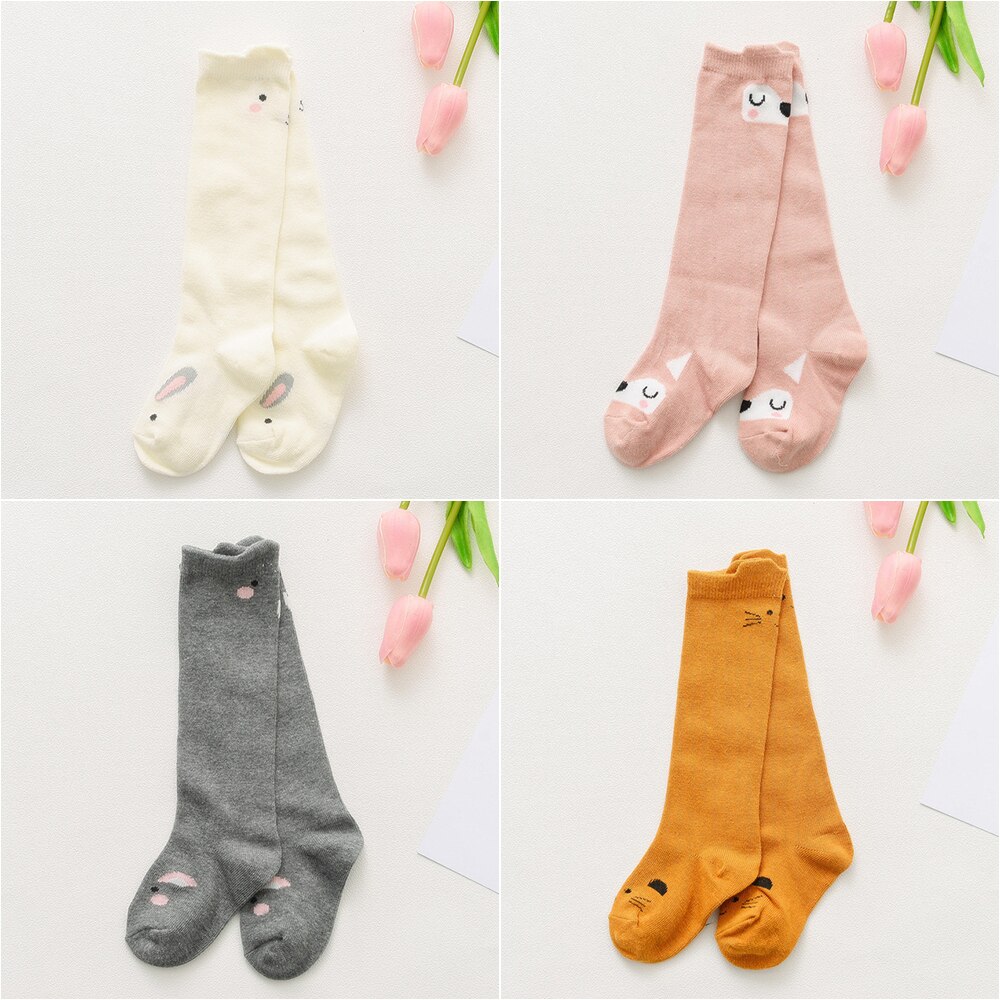 Primavera outono unisex bebê menino moda dos desenhos animados médio meias longas com orelhas de salto crianças meias joelho de algodão alto crianças meias da menina