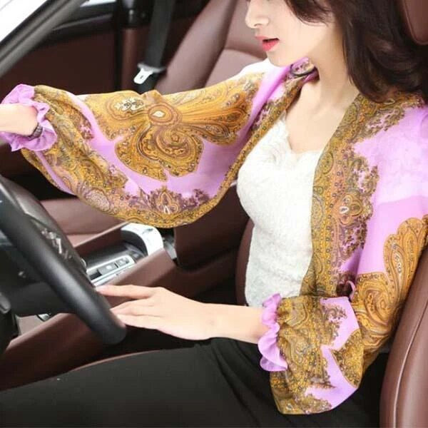 Ultralight Ademend Sunproof Mouw Shawl Geplooide Zomer Vrouwelijke Sjaals Effen Ruches Strand Chiffon Sjaal Voor Vrouwen: Paars