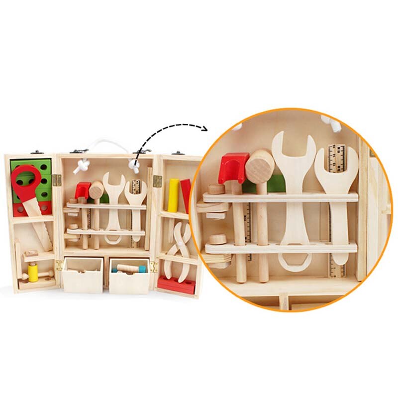 Baby Spielzeug freundlicher Holz Multifunktionale Werkzeug einstellen Wartung Kasten Holz Spielzeug Baby murmeln Kombination Chirstmas/Geburtstag Spielzeug