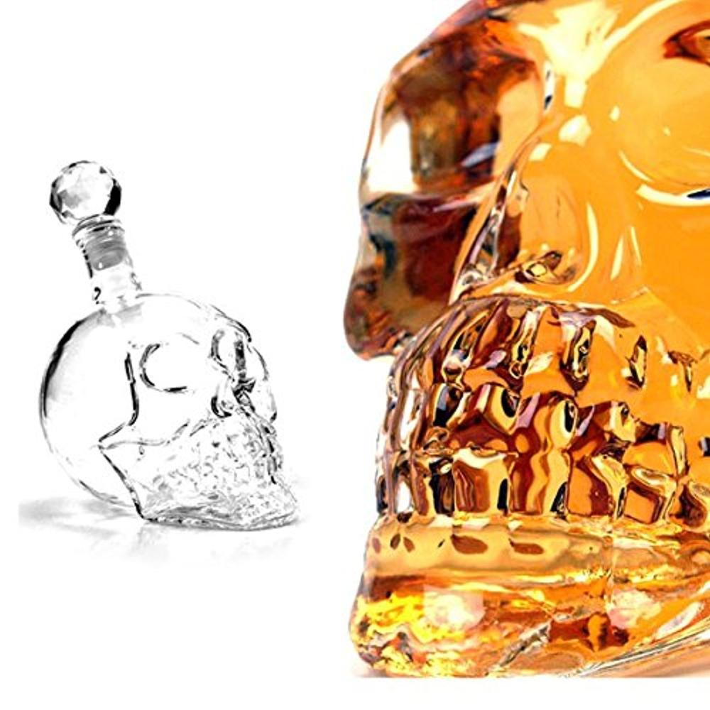350/500/1000ML bouteille de crâne en cristal Vodka bouteille de verre de tir de crâne avec tête de crâne en liège Carafe en verre pour spiritueux de vin de Whisky