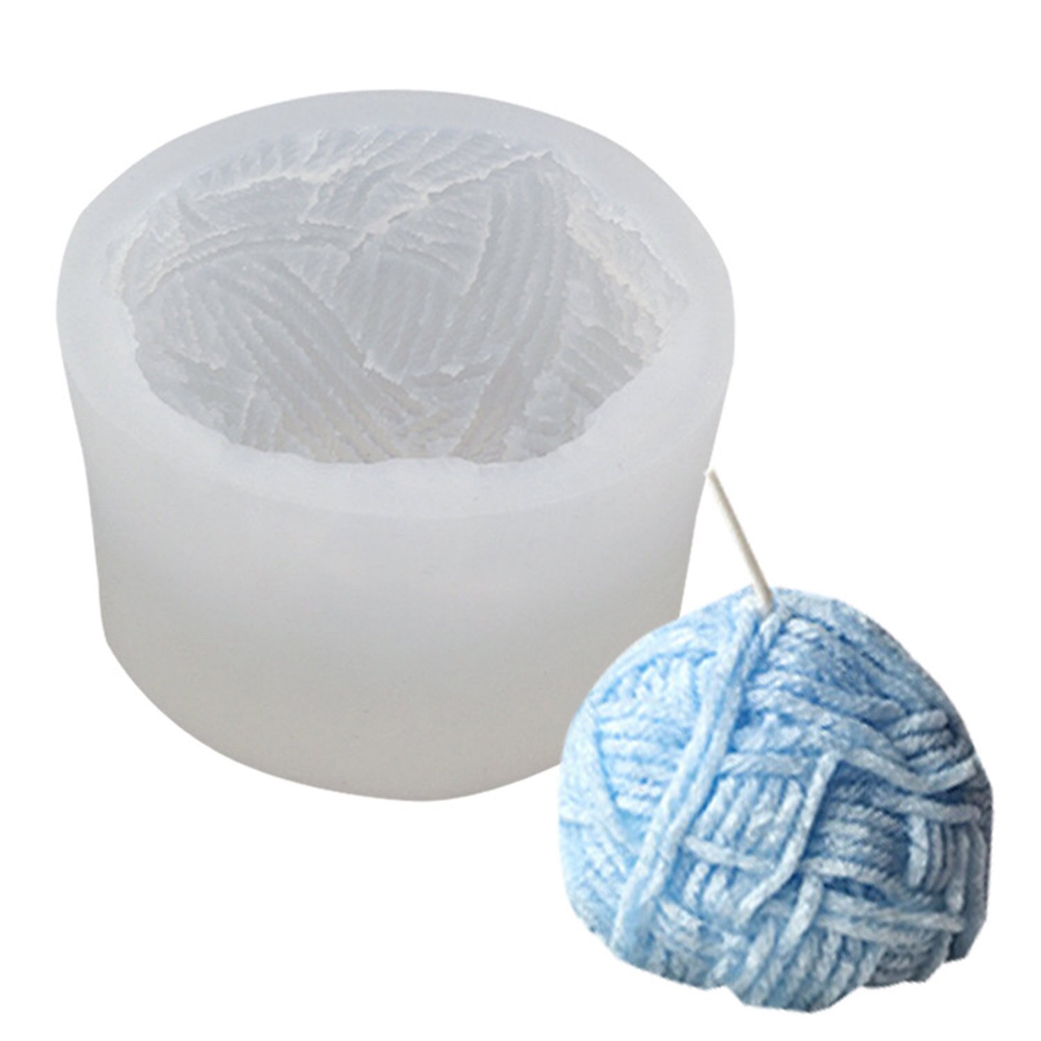 3D tricot laine boule Silicone moule moule pour bougie à bricoler soi-même savon arôme polymère argile résine Fondant gâteau faisant des couleurs aléatoires