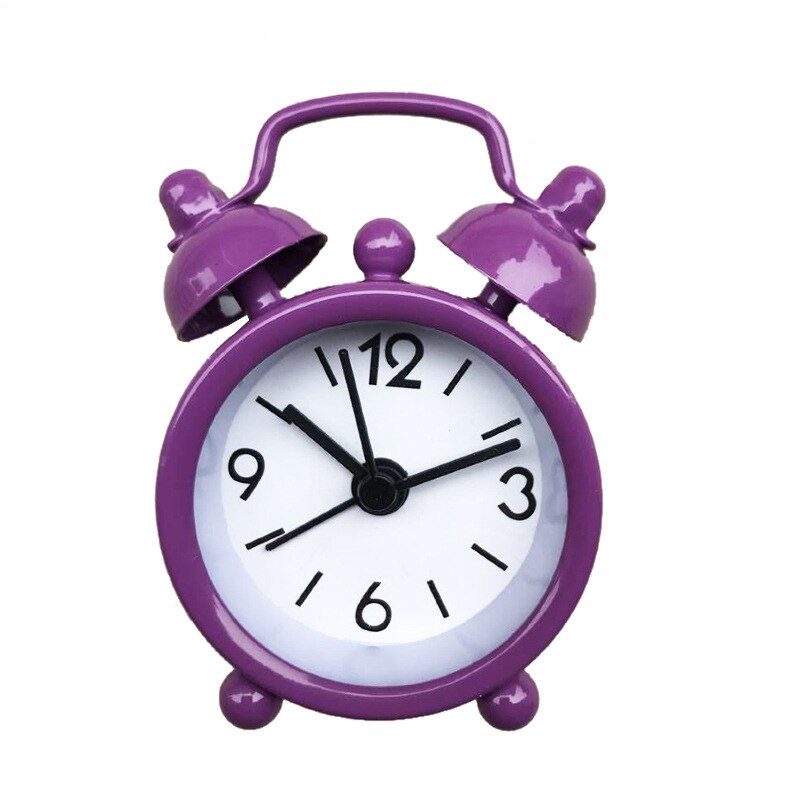 Mini Alarm Clock Electronic Round Number Double Bell Desk Table Digital Quartz Clock Home Decoration Retro Portable