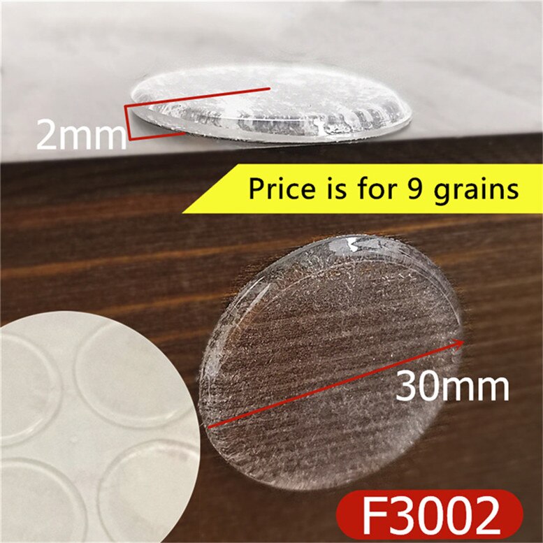 Vários Tamanhos de Porta de Armário Amortecedor amortecedor de silicone auto-adesivo pad com o ponto saliente para cozinha armário gaveta parar: F3002 x 9 Grains
