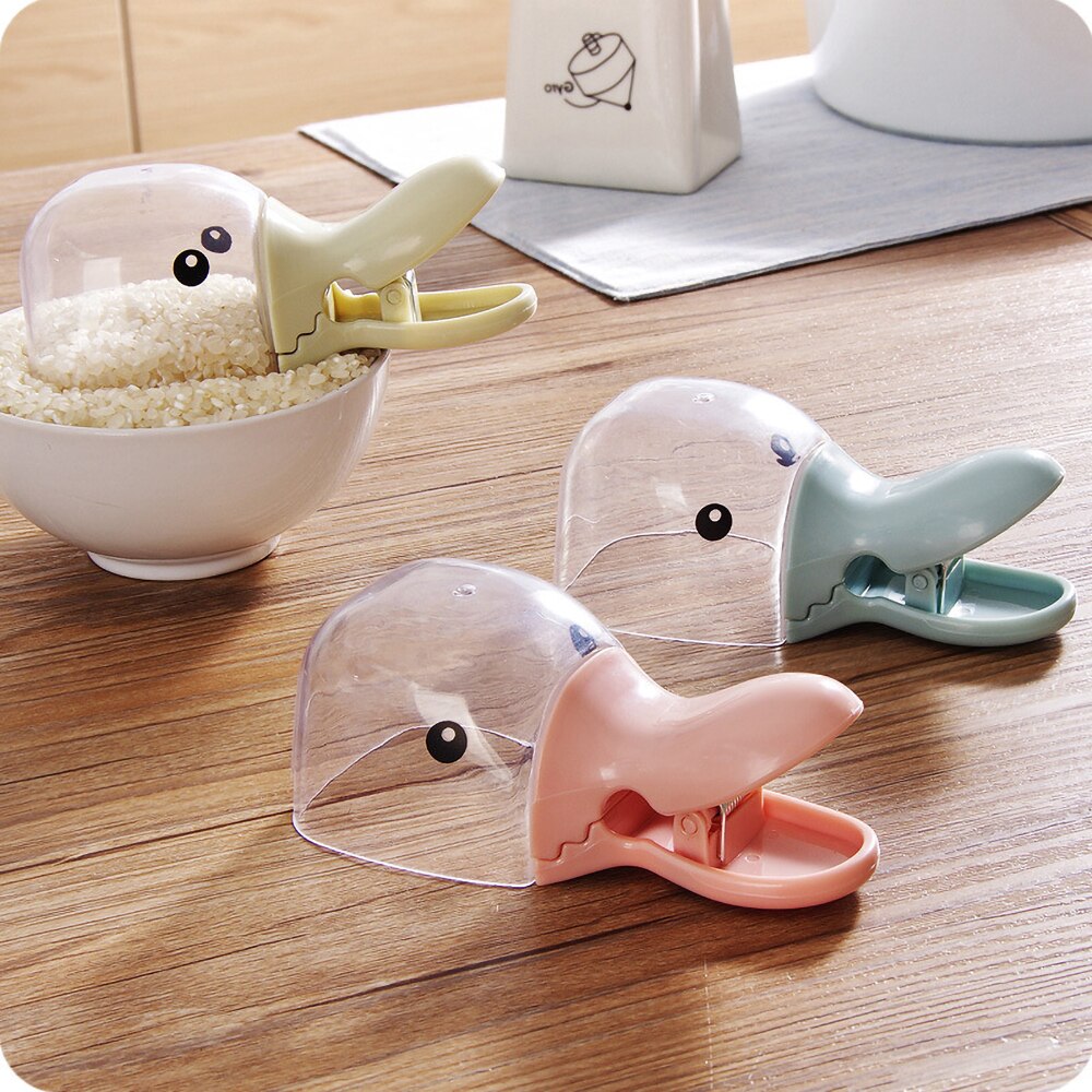 Forma de cabeza de pato creativa, pala de arroz de plástico multiusos, Clip de sellado para el hogar, cuchara para agua, cuchara para agua, cucharilla pequeña de pico de pato