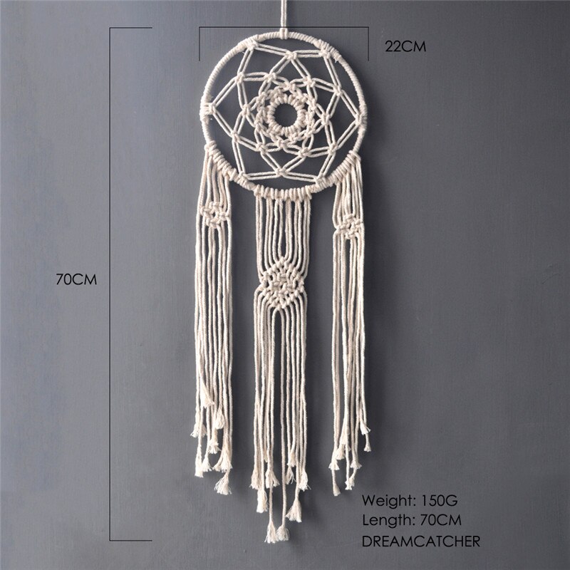 Macramé nórdico atrapasueños tapiz decoración de habitación decoración de granja hecho a mano atrapasueños: B