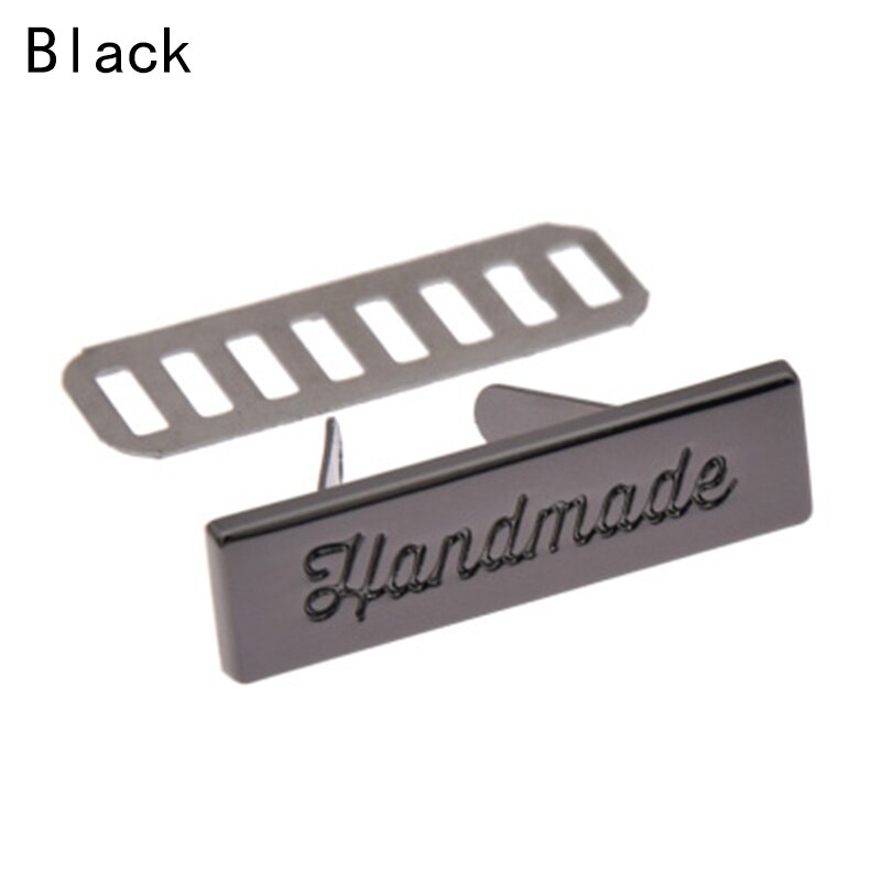 10 Stks/partij Metalen Handgemaakte Kledingstuk Legering Labels Rechthoek Tags Voor Diy Kleding Tassen Hand Made Brief Naaien Labels Accessoires: Black