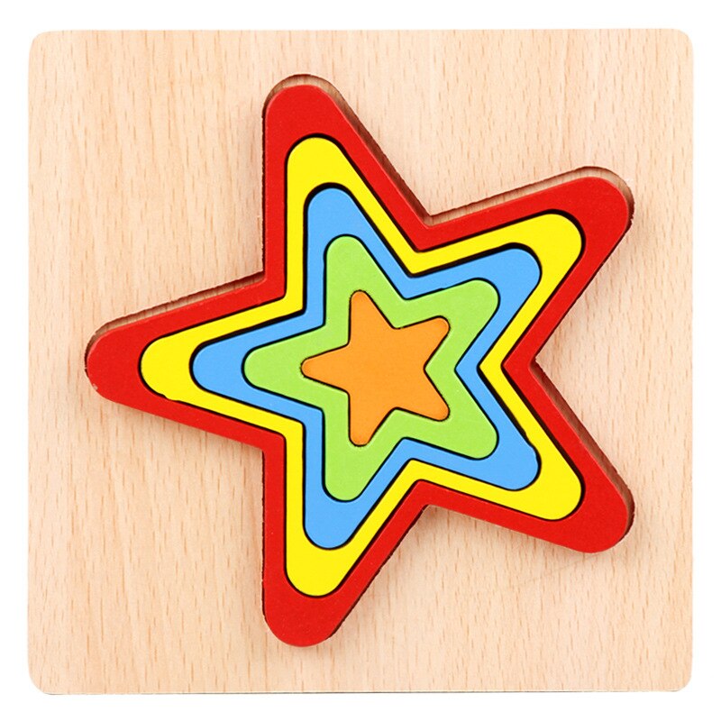 DIY Holz 3D Puzzle Gebäude Geometrische Form Spielzeug Form Lernen Erkenntnis Spielzeug für Baby Kinder Vorschule Bildung Kinder Spielzeug: 4