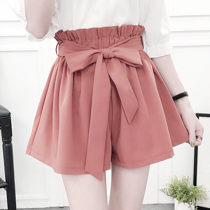 Meisjes Broek Effen Kleur Strik Taille Zakken Shorts Voor De Zomer