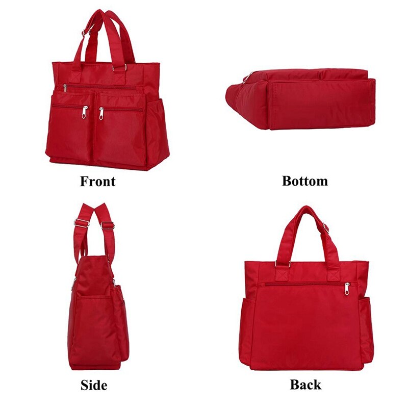 Canvas Tote Bag Waterproof Nylon Multi-Pocket Laptop Work Bag Teacher