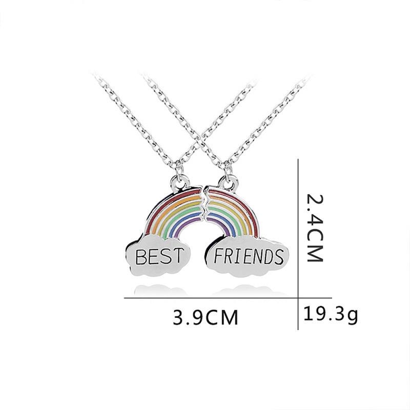 2 teile/satz Beste Freund Nähte Anhänger Halskette Für Frauen Nette Bunte Regenbogen Halskette Halsband Halskette Schmuck