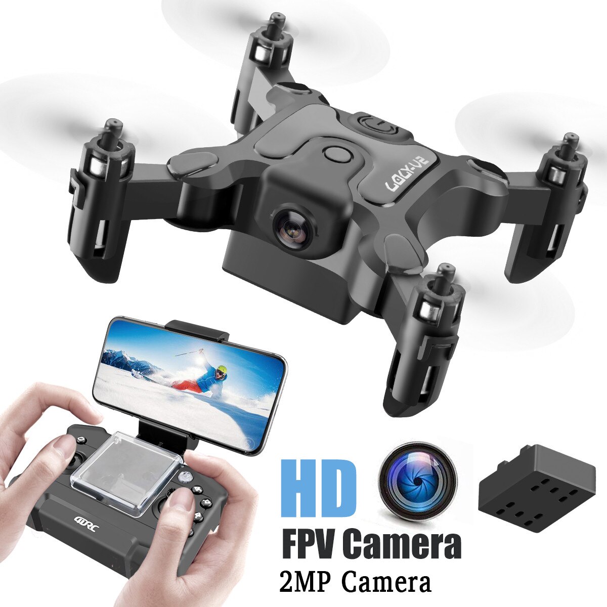 KaKBeir Mini Drone HD Camera Hight Hold Mode RC Quadcopter RTF WiFi FPVQuadcopter Follow Me RC Helicopter Quadrocopter Kid': 2MP 1BA